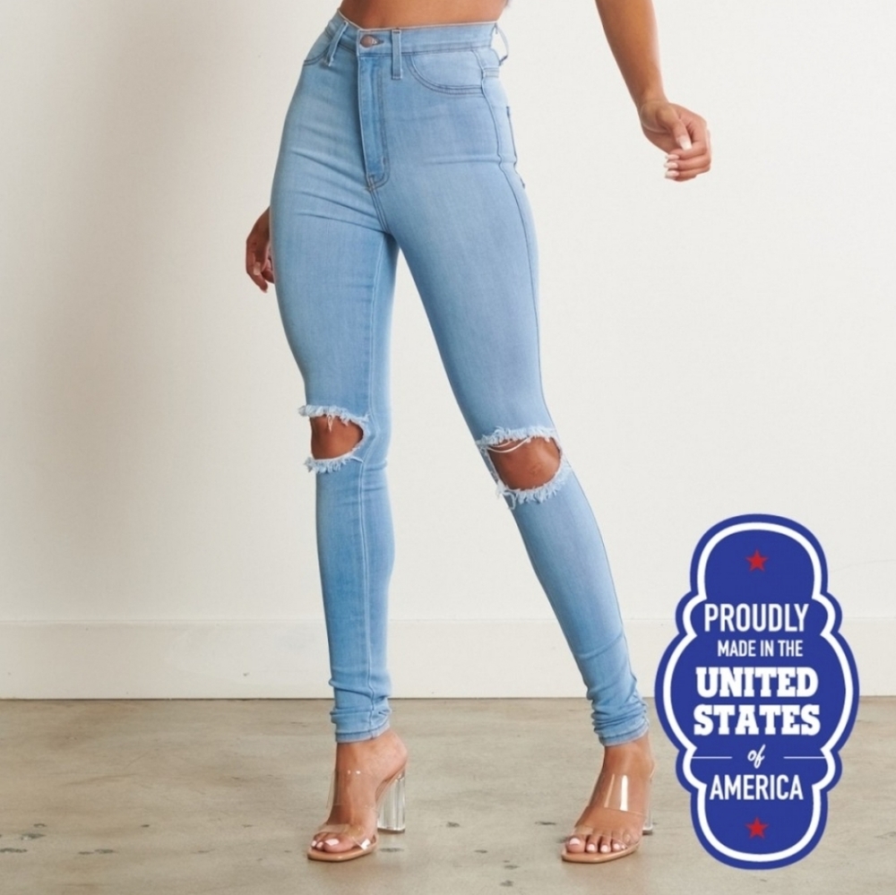 Mild Light Blue Distressed Denim Jeans!!